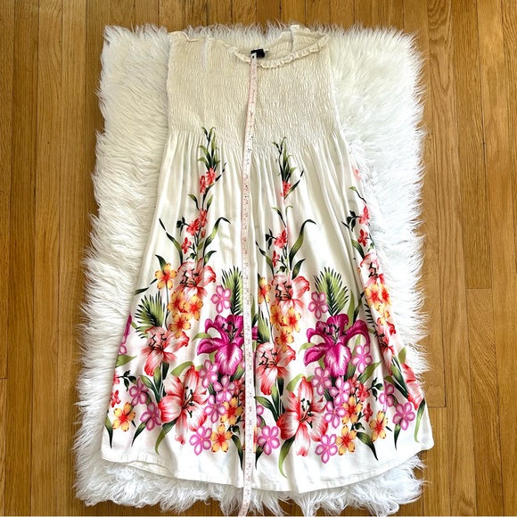 Hibiscus Collection Hawaii 🌺 Tube Dress One Size ☀️ White Floral Print - Picture 5 of 6